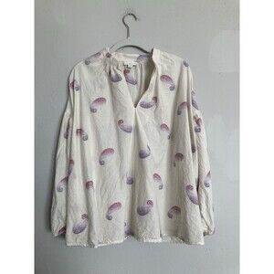 J. Jill Paisley Peasant Blouse MEDIUM Ivory Pink Cotton Blend
